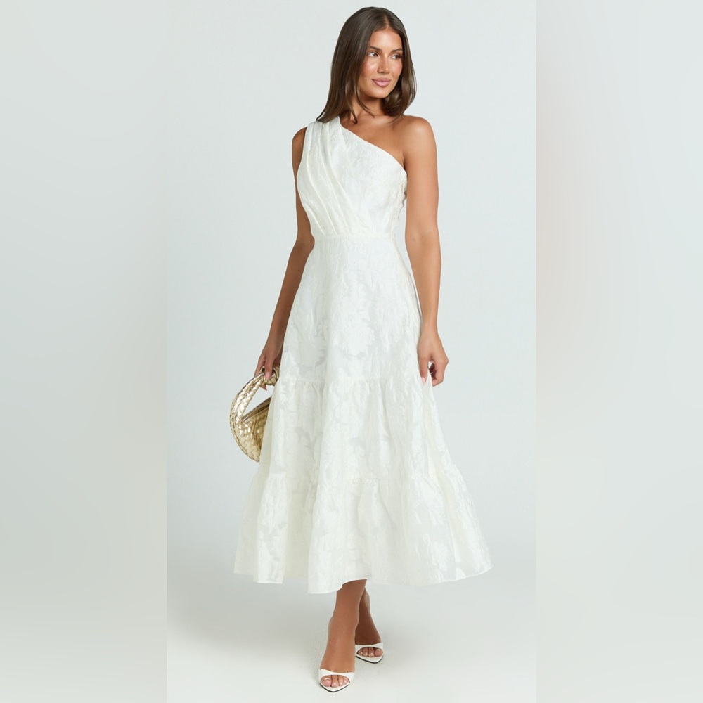 Showpo Nadette one shoulder midi dress in white